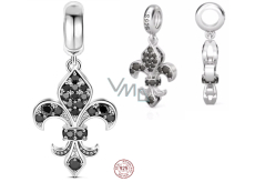 Charm Srebrna 925 Lilie z czarnymi cyrkoniami, zawieszka na bransoletkę symbol