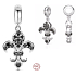 Charm Srebrna 925 Lilie z czarnymi cyrkoniami, zawieszka na bransoletkę symbol