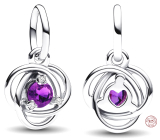 Charm Srebrna 925 Fioletowy krąg zwycięstwa luty, zawieszka na bransoletkę symbol