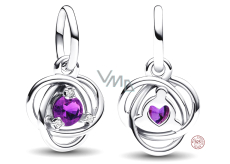 Charm Srebrna 925 Fioletowy krąg zwycięstwa luty, zawieszka na bransoletkę symbol