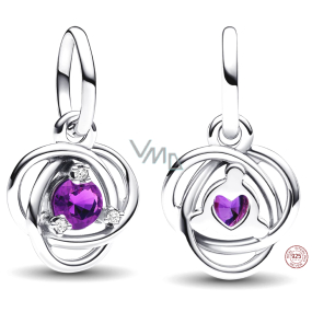 Charm Srebrna 925 Fioletowy krąg zwycięstwa luty, zawieszka na bransoletkę symbol