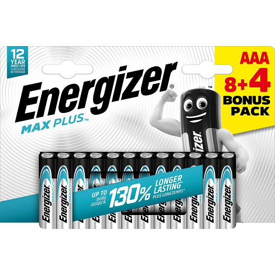 Energizer Baterie Max Plus AAA bateria mikrotužková, 8+4 szt.