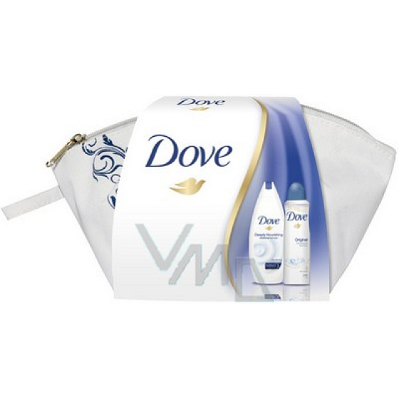 Dove Original deodorant sprej 150 ml + sprchový gel 250 ml + taška, kosmetická sada