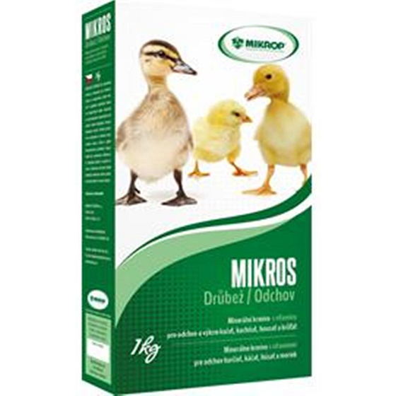 Mikros Drůbež doplňkové minerální krmivo s vitamíny pro odchov a výkrm kuřat, kachňat, housat a krůťat 1 kg