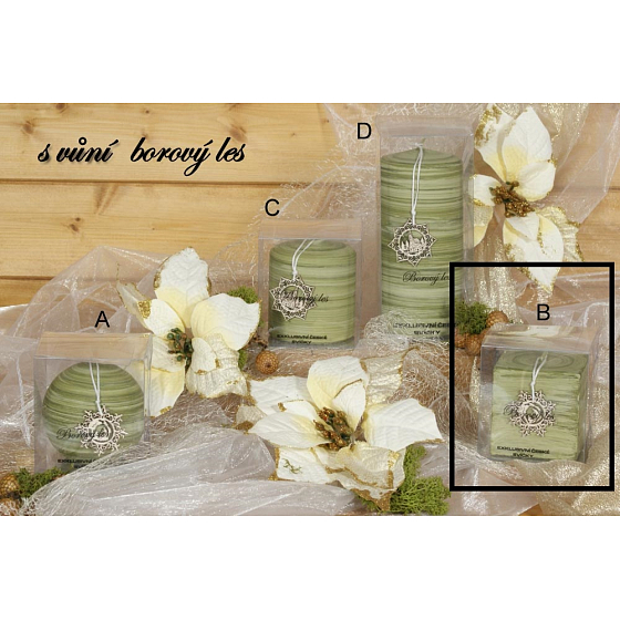 Lima Wellness Present Borový les aroma svíčka zelená krychle 65 x 65 mm 1 kus