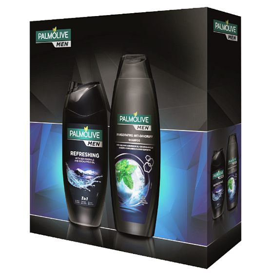 Palmolive Men Refreshing sprchový gel 250 ml + Invigorating šampon 350 ml, kosmetická sada