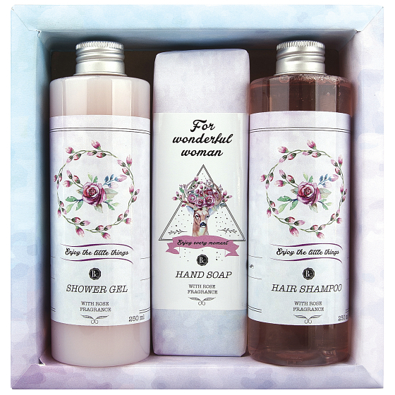 Bohemia Gifts Boho Style & Gentleman Szampon i Żel pod prysznic z dzikiej róży 250 ml + mydło toaletowe 145g + szampon do włosów 250 ml zestaw kosmetyczny