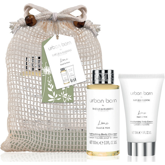 Baylis & Harding Limetka, Bazalka a Máta mycí gel 100 ml + tělový krém 50 ml, kosmetická sada
