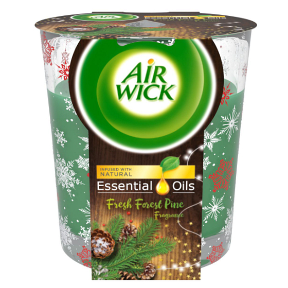 Air Wick Essential Oils Fresh Forest Pine - Borovicový lesk vonná svíčka ve skle 105 g