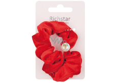 Richstar Accessories Gumička do włosów aksamitna z perłą, czerwona