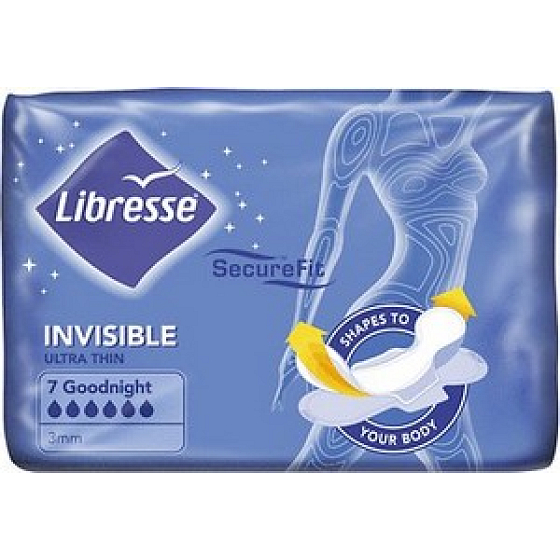 Libresse Invisible Goodnight intimní vložky s křidélky 7 kusů
