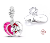 Charm Srebrny 925 Para w miłości, 2w1 zawieszka serce na bransoletkę miłość