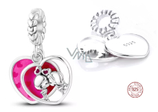 Charm Srebrny 925 Para w miłości, 2w1 zawieszka serce na bransoletkę miłość