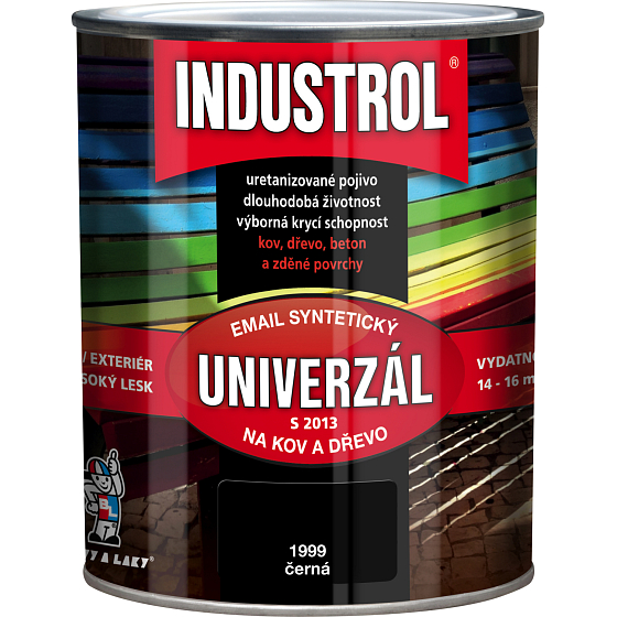 Industrol S2013 univerzál lesk vrchní barva na kov a dřevo, 1999 czarny, 600 ml