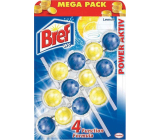 Bref Power Aktiv 4 Formula Cytrynowy WC blok dla higienicznej czystości i świeżości Twojej toalety, barwi wodę, Mega pack 3 x 50 g