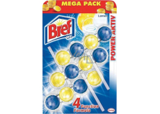Bref Power Aktiv 4 Formula Cytrynowy WC blok dla higienicznej czystości i świeżości Twojej toalety, barwi wodę, Mega pack 3 x 50 g