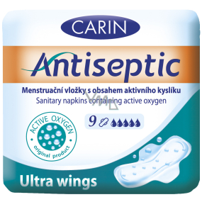 Carin Antiseptic Ultra Wings wkładki higieniczne z skrzydełkami z zawartością aktywnego tlenu 9 sztuk
