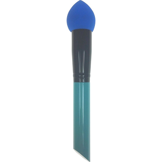 Kosmetický štětec s pěnovou houbičkou modro-černá rukojeť 16 cm
