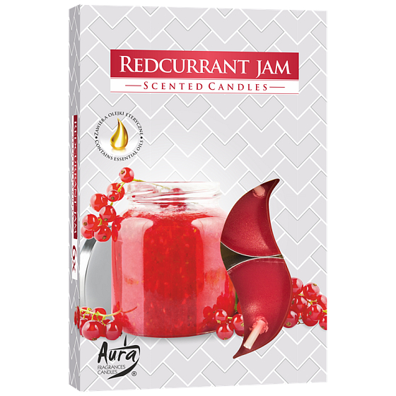 Bispol Aura Redcurrant Jam - Červený rybíz vonné čajové svíčky 6 kusů