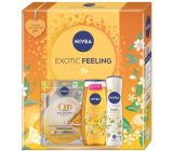 Nivea Exotic Feeling Q10 maska tkaninowa energetyzująca + Nivea Exotic Feeling żel pod prysznic 250 ml + Nivea Exotic Feeling dezodorant w sprayu 150 ml, zestaw kosmetyczny dla kobiet