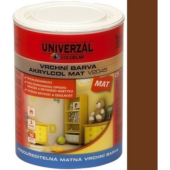 Colorlak Akrylcol Mat V2045 vodouředitelná matná vrchní barva Hnědá čokoládová 0,6 l