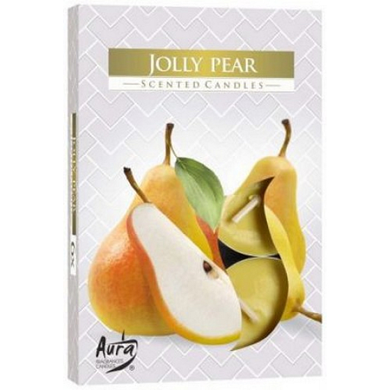 Bispol Aura Jolly Pear - Veselé hrušky vonné čajové svíčky 6 kusů