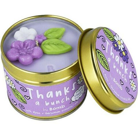 Bomb Cosmetics Dziękuję ci - Thanks A Bunch naturalna, ręcznie robiona świeczka w puszce pali się aż 35 godzin
