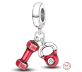 Charm Srebrna 925 Waga do ćwiczeń - hantel i kettle 2w1, zawieszka na bransoletkę sport