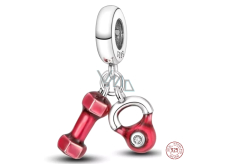 Charm Srebrna 925 Waga do ćwiczeń - hantel i kettle 2w1, zawieszka na bransoletkę sport