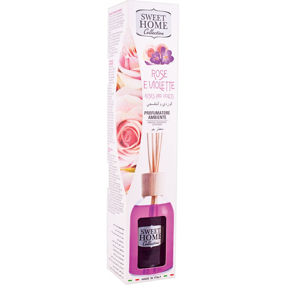 Sweet Home Róża i fioletowe aromatyczne dyfuzory z patyczkami zapachowymi 100 ml
