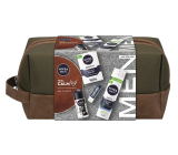 Nivea Men Feel Calm Sensitive balsam po goleniu 100 ml + Nivea Men Sensitive żel do golenia 200 ml + Nivea Men Black & White Invisible Original antyperspirant roll-on 50 ml + Labello Men Active balsam do ust 4,8 g + kosmetyczna etue, zestaw kosmetyczny dla mężczyzn