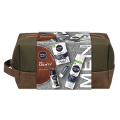 Nivea Men Feel Calm Sensitive balsam po goleniu 100 ml + Nivea Men Sensitive żel do golenia 200 ml + Nivea Men Black & White Invisible Original antyperspirant roll-on 50 ml + Labello Men Active balsam do ust 4,8 g + kosmetyczna etue, zestaw kosmetyczny dla mężczyzn