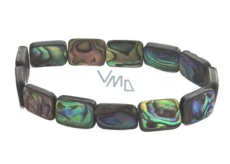 Paua mušle / Abalon s duhovou hrou barev náramek 10 x 17 mm / 16 - 17 cm, symbol ochrany a životní rovnováhy