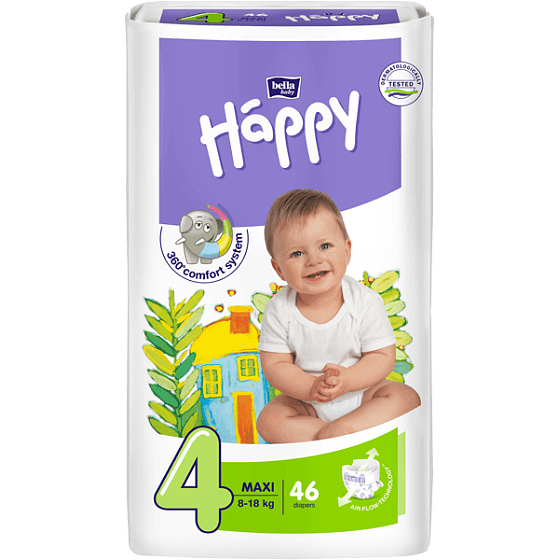 Bella Happy 4 Maxi 8-18 kg plenkové kalhotky 46 kusů
