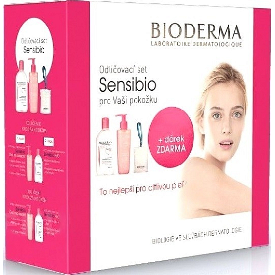 Bioderma Sensibio H2O micelární odličovací voda 500 ml + Moussant čisticí gel 200 ml + vatové tampony, kosmetická sada
