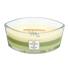 WoodWick Trilogy Garden Oasis - Zahradní oáza vonná svíčka s dřevěným širokým knotem a víčkem sklo loď 453 g