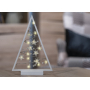 Choinka drewniana biała z gwiazdkami 27 x 40 cm z 15 LED światełek, ciepłe białe