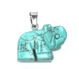 Tyrkenit Słoń wisiorek naturalny kamień, ręcznie szlifowana figurka 1,8 x 2,5 x 8 mm, kamień młodych ludzi, szuka celu życiowego