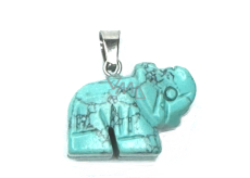 Tyrkenit Słoń wisiorek naturalny kamień, ręcznie szlifowana figurka 1,8 x 2,5 x 8 mm, kamień młodych ludzi, szuka celu życiowego