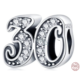 Zawieszka ze srebra próby 925 30 rocznica, koralik do bransoletki Zawieszka ze srebra próby 925 30 rocznica, koralik do bransoletki