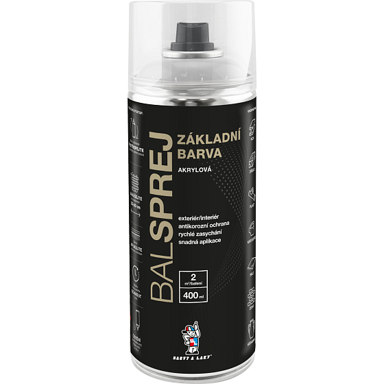 BALSPREJ základní univerzální barva ve spreji šedá, 400 ml