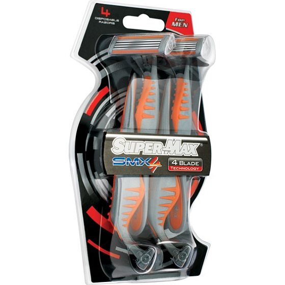 Super-Max Smx4 jednorázový 4břitý holicí strojek pro muže 4 kusy
