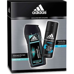 Adidas Cool & Dry Fresh antiperspirant deodorant sprej pro muže 150 ml + Extra Fresh šampon na vlasy 200 ml, kosmetická sada Adidas Cool & Dry Fresh antiperspirant deodorant sprej pro muže 150 ml + Extra Fresh šampon na vlasy 200 ml, kosmetická sada