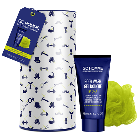 Grace Cole GC Sport mycí gel 50 ml + mycí houba + plechová dóza, kosmetická sada pro muže