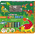 Amos Barvy na sklo Dinosaurus sada 10 barev 10,5 ml + 12 sklíček