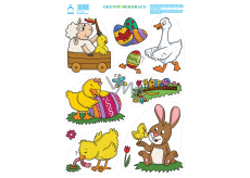 Arch Velikonoční samolepka, okenní fólie bez lepidla Beránek ve vozíčku 33 x 24 cm