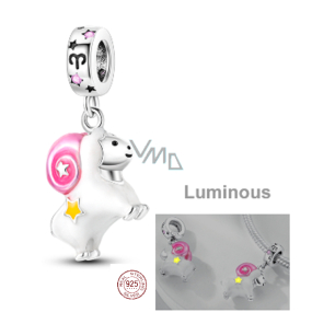 Charm Srebrna 925 Luminozna - Znak zodiaku Baran, zawieszka na bransoletkę