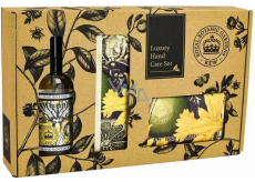 English Soap Narcissus Lime - Narcyz i Limetka naturalne perfumowane mydło toaletowe z masłem shea 240 g + krem do rąk 75 ml + dezynfekcja do rąk 100 ml, zestaw kosmetyków dla kobiet