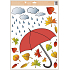 Folia okienna jesienna czerwona parasol z deszczem 35 x 50 cm