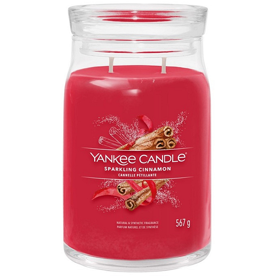 Yankee Candle Sparkling Cinnamon - Iskrząca cynamonowa świeca zapachowa Signature duże szkło 2 knoty 567 g